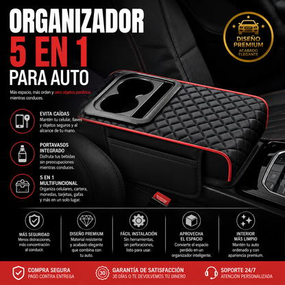 Organizador 5 en 1 para Auto Premium: Más Espacio, Cero Desorden y Máxima Comodidad al Conducir