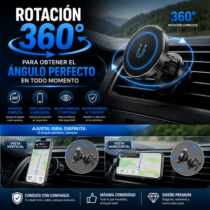 Soporte Magnético para Celular 360° – Conduce con Seguridad y Mantén tu Teléfono Siempre a la Vista