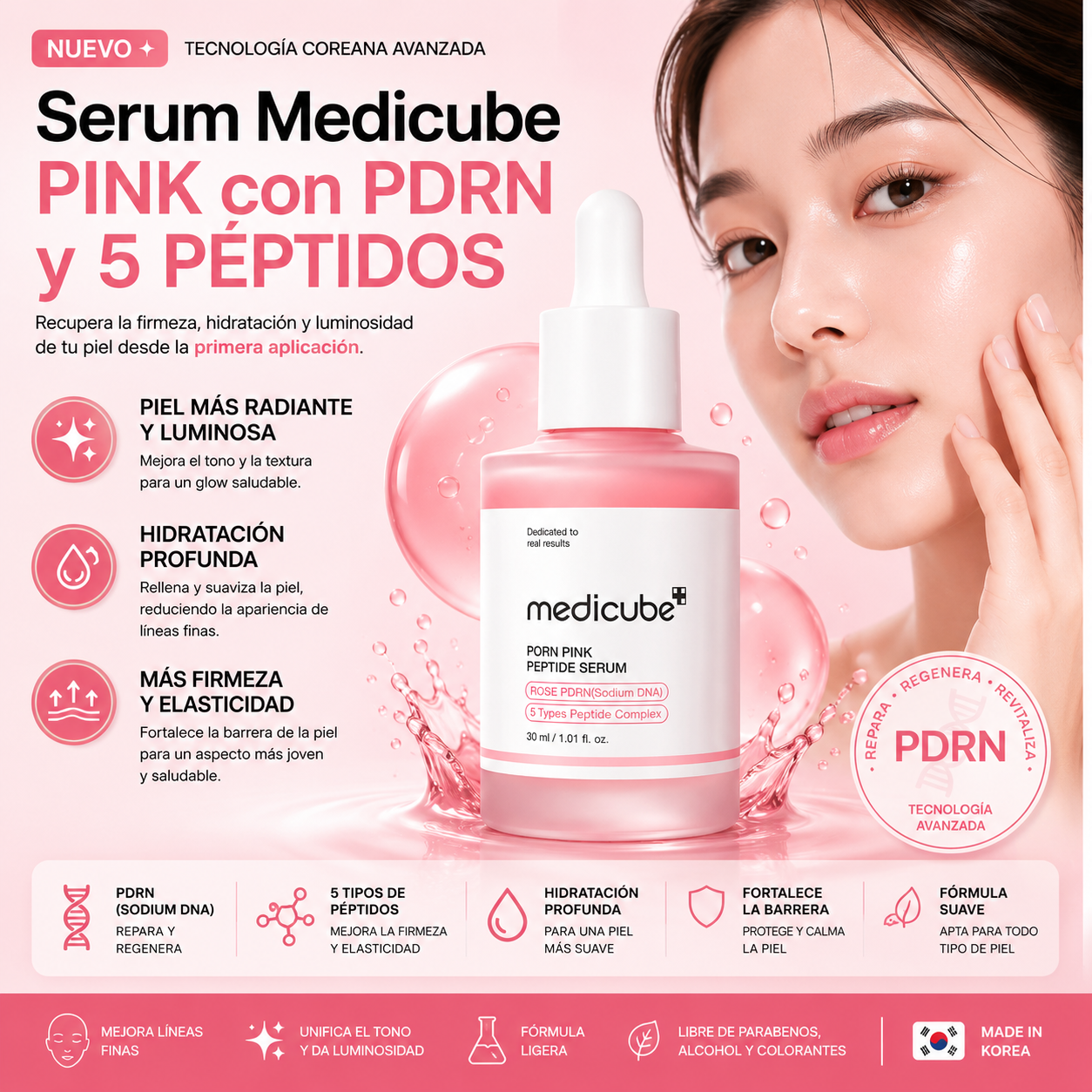 🌸 Serum Medicube PDRN Pink Peptide Serum – Piel Más Joven, Hidratada y Radiante