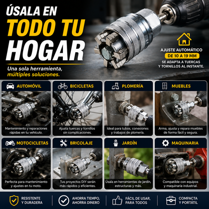 Llave de Tubo Universal Ajustable 10-19 mm de Acero CR-V Profesional