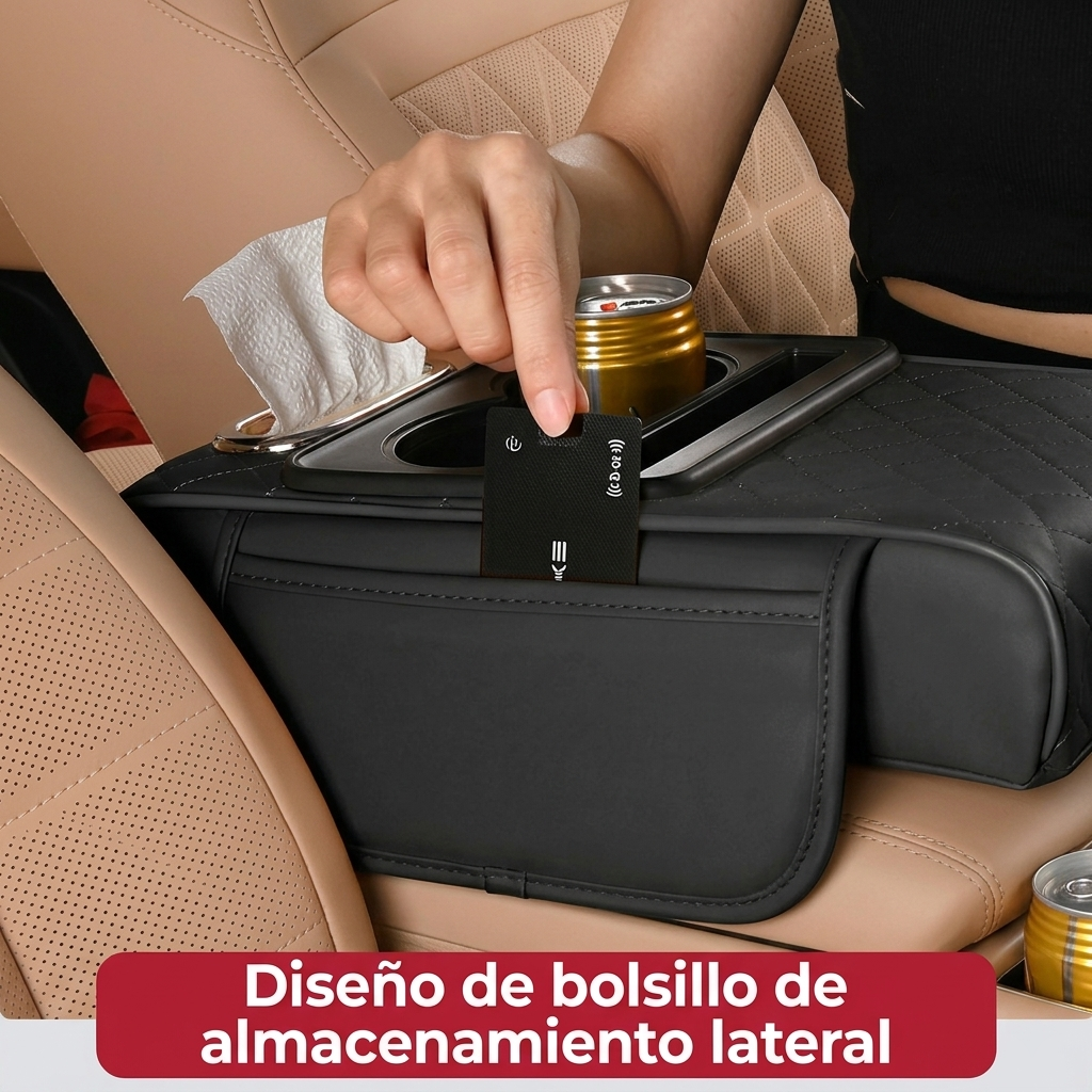 Reposa Brazos Multifuncional 5 en 1 para Auto – Olvídate del Desorden y Maneja con Comodidad